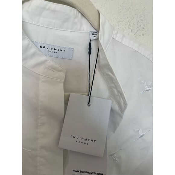 Equipment Cherine Collarless Button up Embroidered Shirt NEW - Picture 7 of 9
